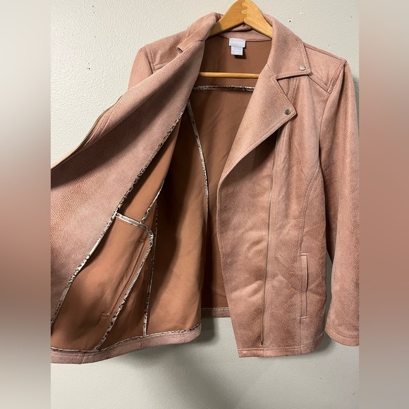Chicos Faux Suede Moto Jacket sz 2 - Picture 5 of 8